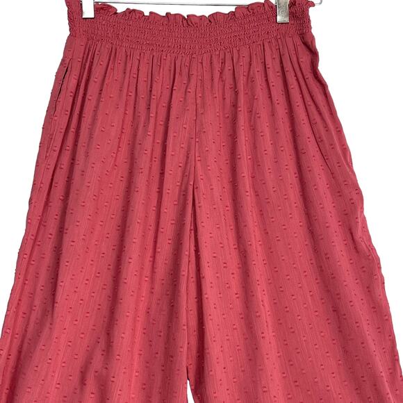 Old Navy Clip Dots Wide Leg Crop Pants Sz S Pink Pull On Elastic Waist Pockets - Picture 7 of 9